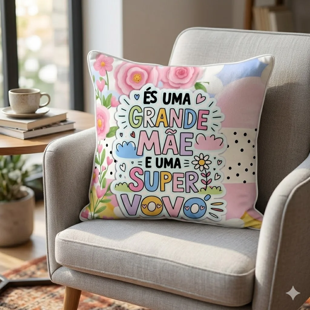 Almofada Decorativa É Uma Grande Mãe e Uma Super Vovó