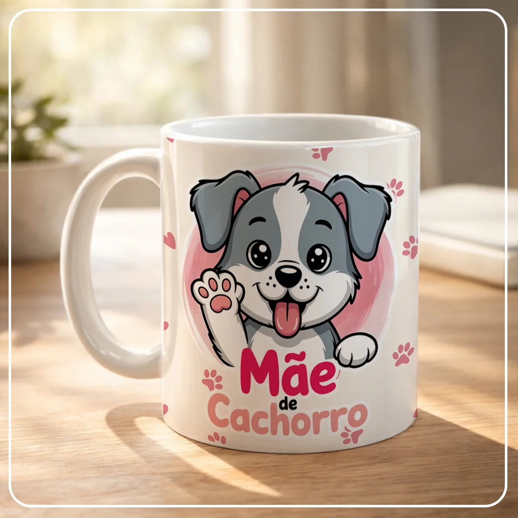 Caneca Mãe de Cachorro - Design Fofo com Cachorrinho