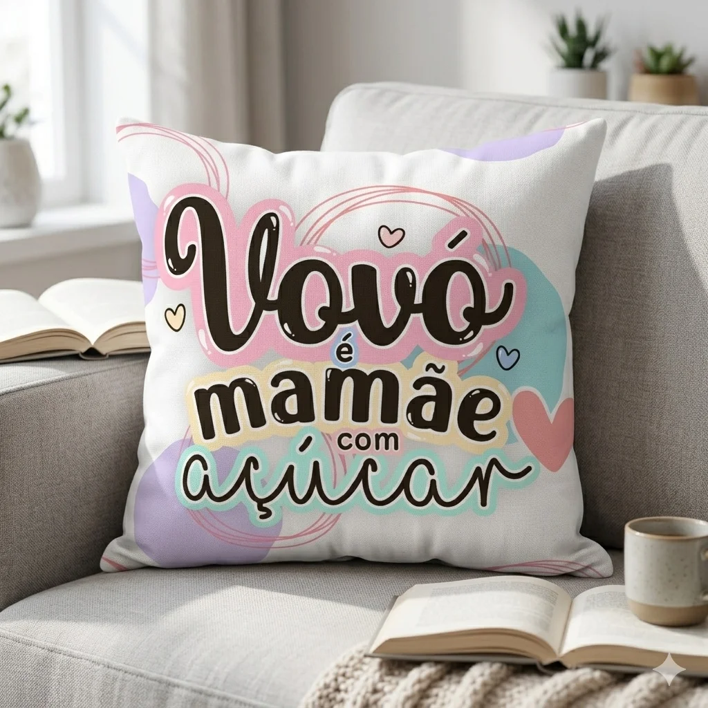 Almofada Decorativa Vovó é Mamãe com Açúcar